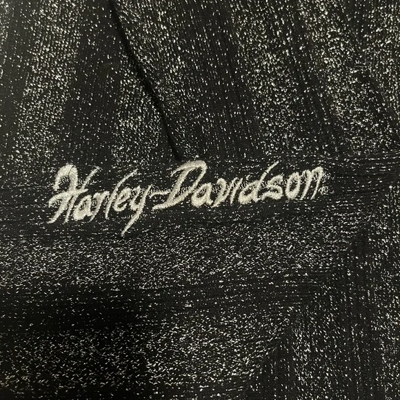 Harley-Davidson Women”s  Black & Silver Metallic LS Stretch Top Blouse Size XL - Picture 8 of 12